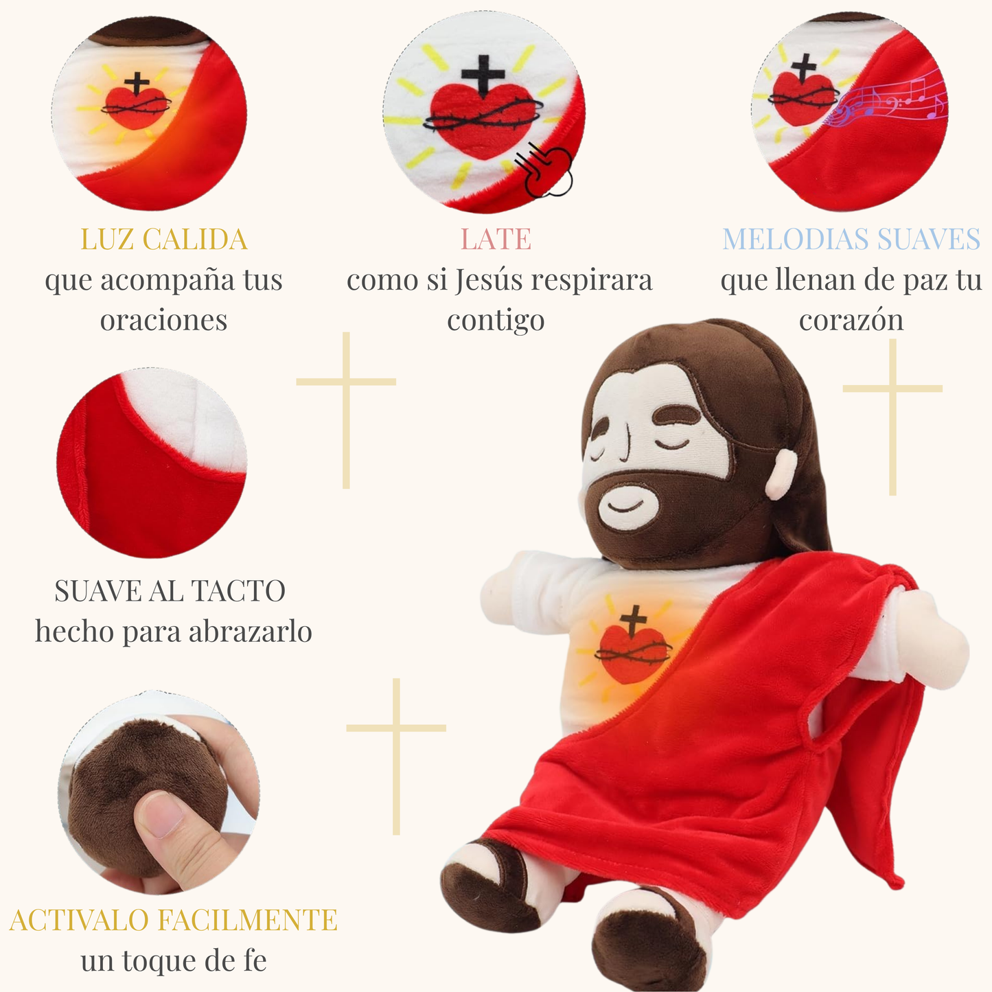 Peluche Jesús Contigo – Tu Refugio Anti-Estrés Diario